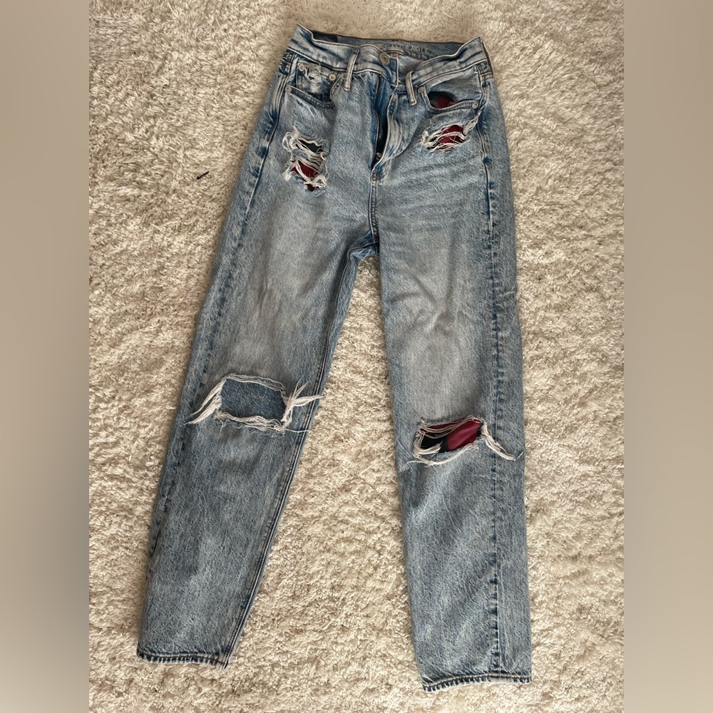 American Eagle Highest Rise 90s Boyfriend Patchwork Jeans